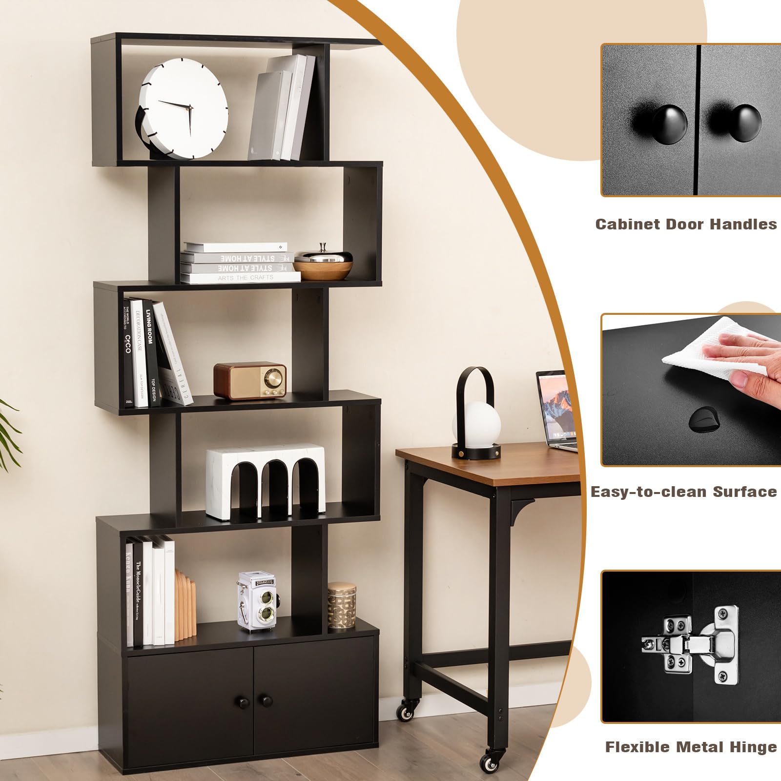 Amazon.com: Giantex 6-Tier Bookshelf with Cabinet Set of 2